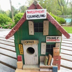 M.L. Studtman Original Folk Art Birdhouse Stock Broker Financial Planner Gift